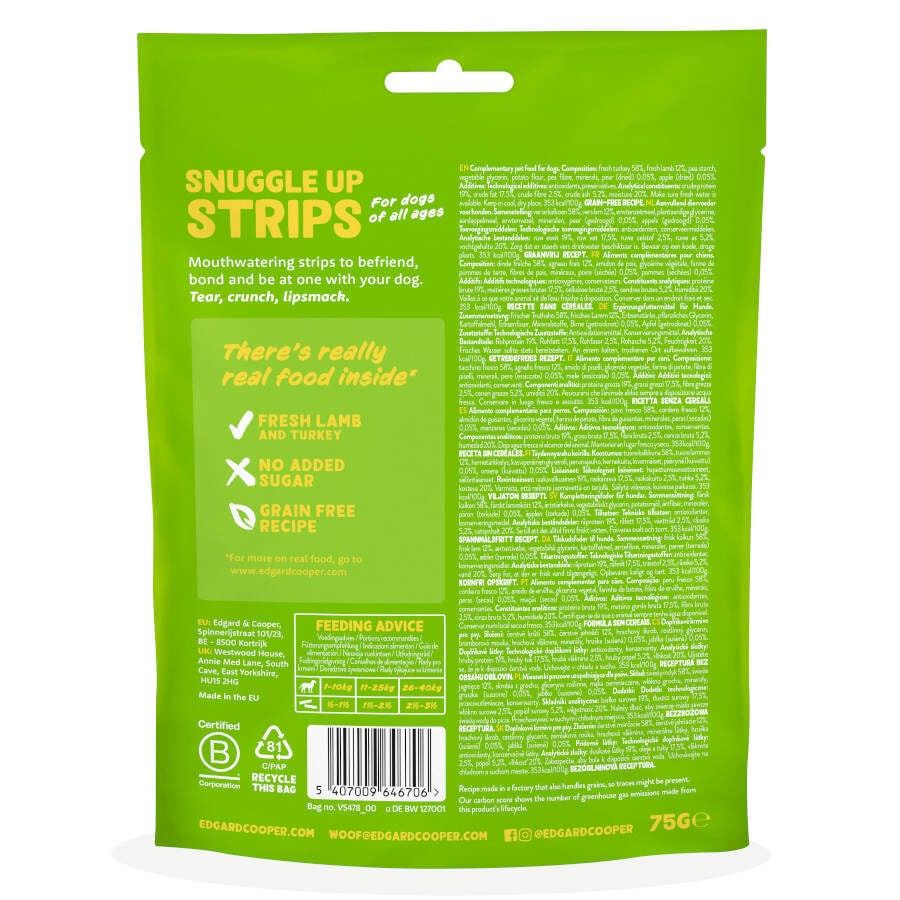 75 g Edgard & Cooper Tiras de Cordero y Pavo snack para perros, , large Imagen numero 7